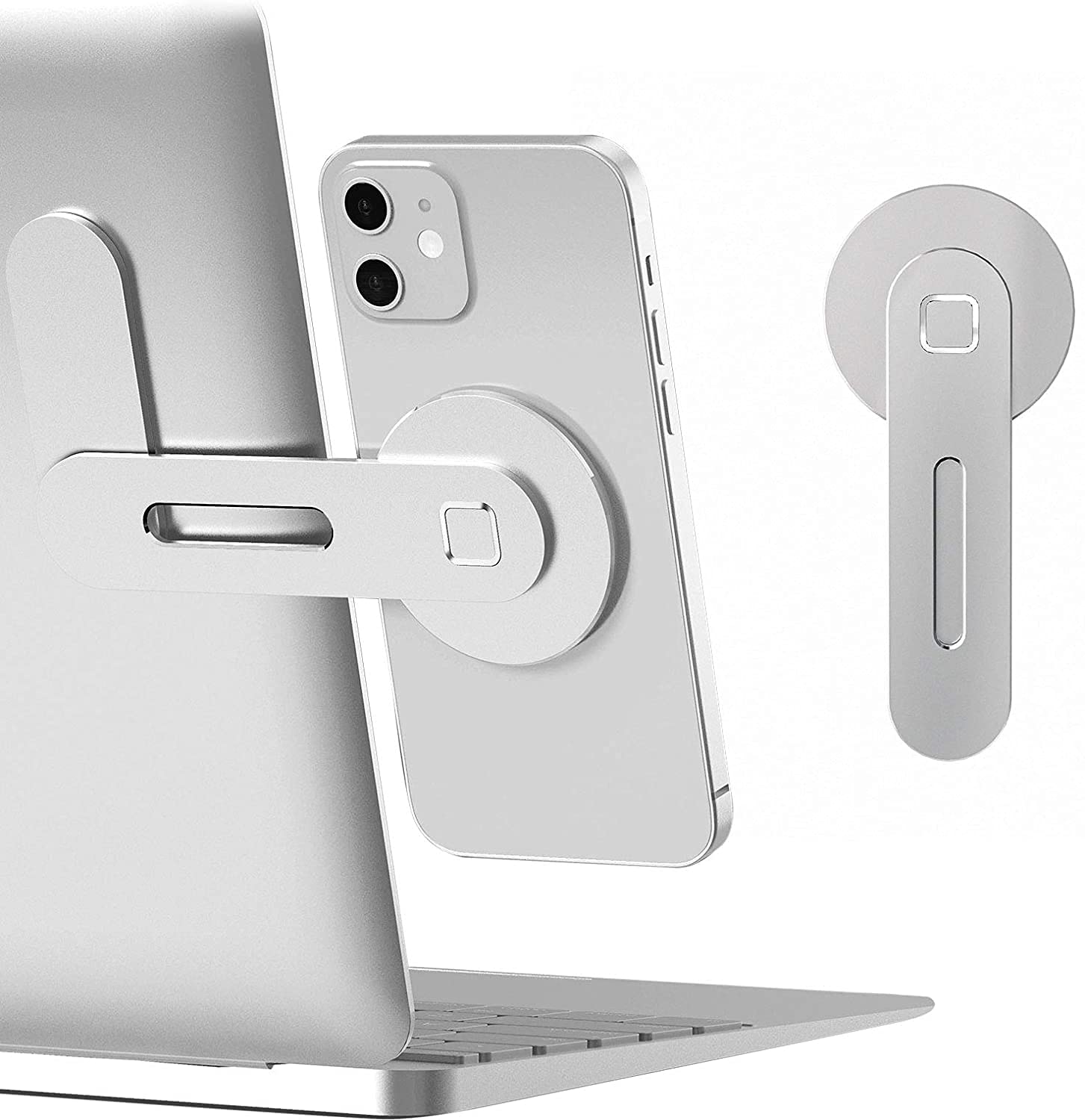 INEVIT Aluminium Laptop Mount Mag-Safe Phone Holder | MacBook Magnetic Mobile Stand for i-Phone 12, 13, 14, 15 Series and All Other Devices (Fixed, Silver) (B0B52CGL41) Amazon Price History, Amazon Price Tracker