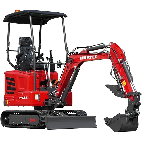 HY18B 2T Mini Excavator, KubotaDiesel 14HP, w/Pilot Controls Side Swing Boom for Construction Landscaping, Includes Hydraulic Thumb & Semi-Auto Quick Coupler, Includes delivery & unloading services