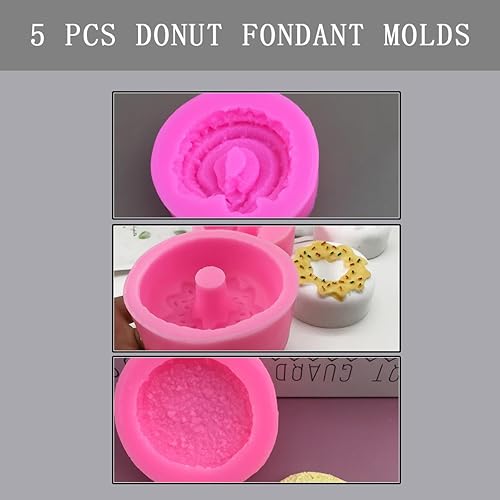 Miniatura 3 de 5 moldes de dona para fondant antiadherentes, aptos para lavavajillas, resistentes al calor, para tapetes de impresión, fondant barroco, chocolate,