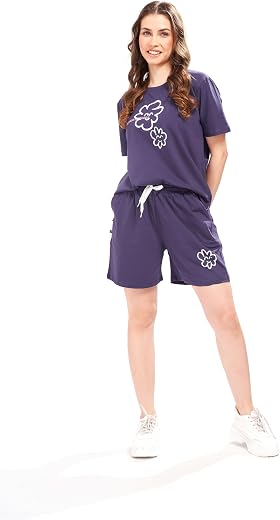 WEET Women Printed Night Suit Set of Top & Shorts 8318