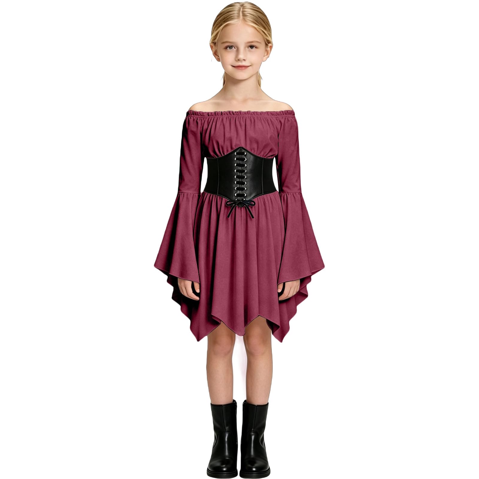 Pirate Costume Kids, Girls Pirates Costumes Cosplay with Pirat Dress and Corset Belt, Halloween Carnival Costumes Pirate Themed Children Dressing Up Outfit โ image 1