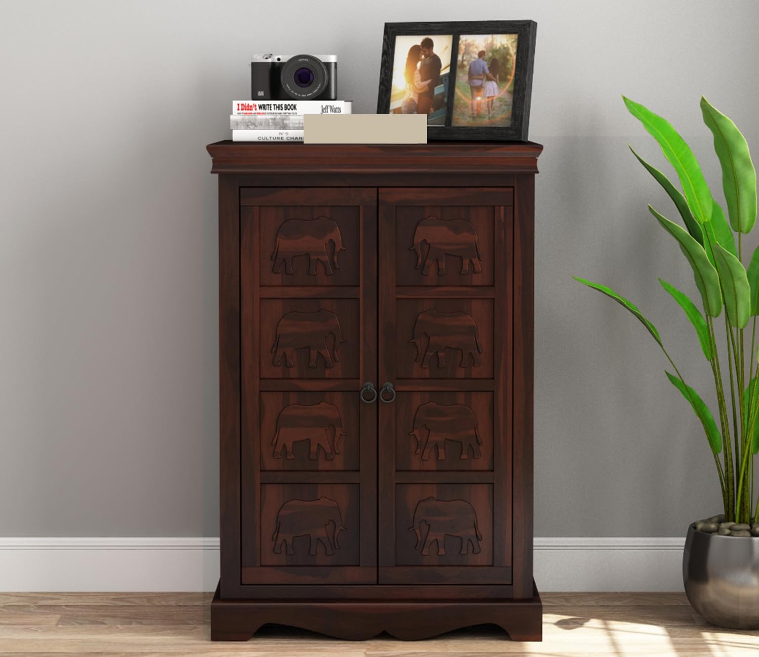 Shyama Home Style Solid Sheesham Wood Wooden Sideboard Cabinet with 2 Door and 2 Shelves Storage | Multipurpose Storage Cabinet Rack for Bedroom Home Living Room (Embress,Walnut)-image-43