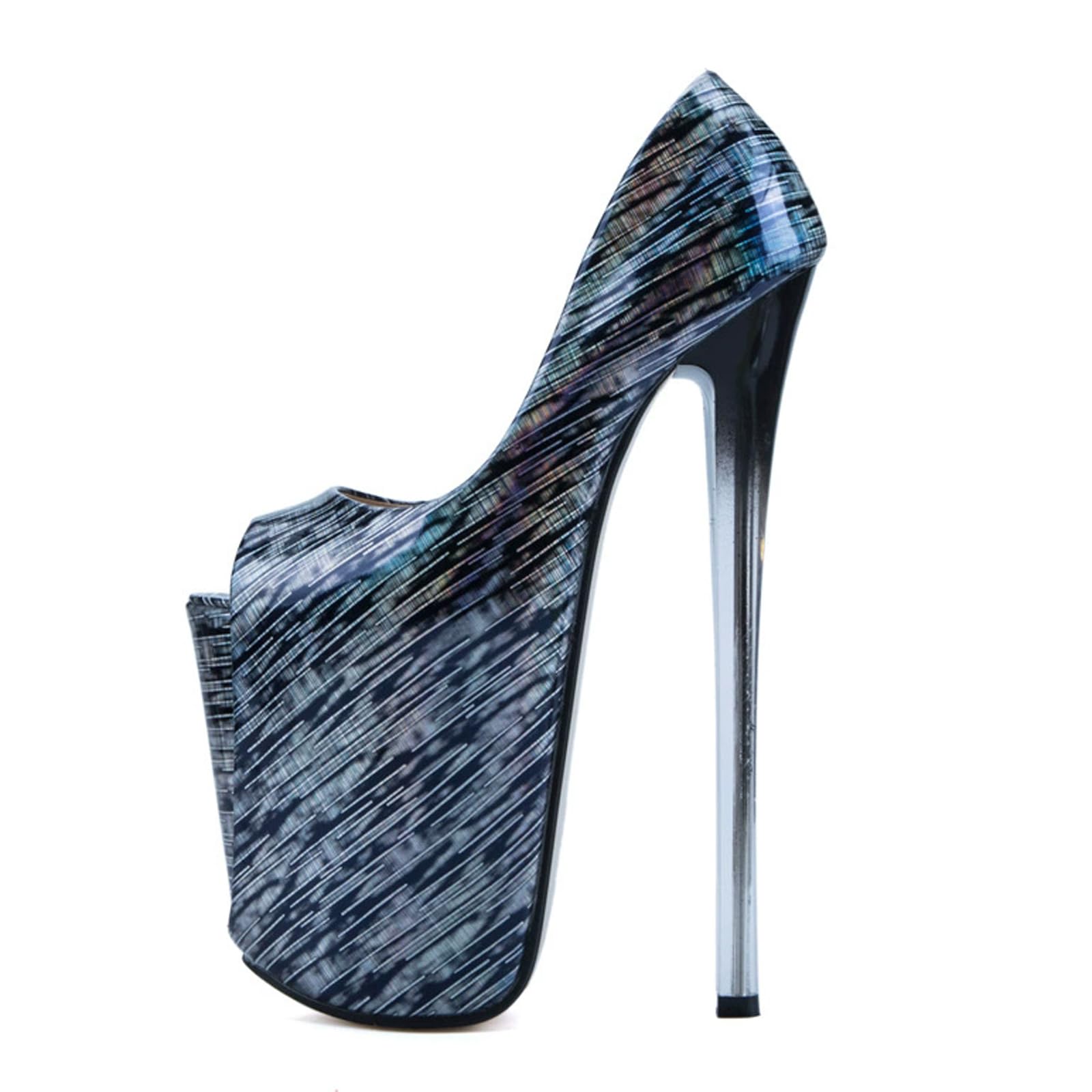Sandali con Tacco Alto da Donna. 22 cm/8,6 Pollici, Scarpe con Plateau a Spillo Extra Large, Aperte in Punta. Adatte per Balli da Strip Club da Donna