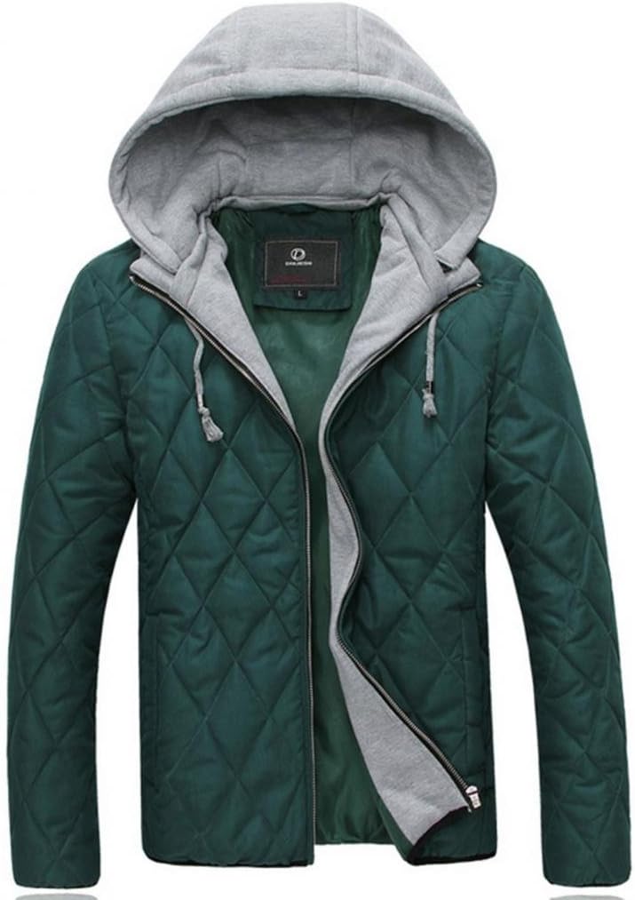 Buynow Men's Winter Cotton Coat With Removable Hood Blackish Green XXXX-Large