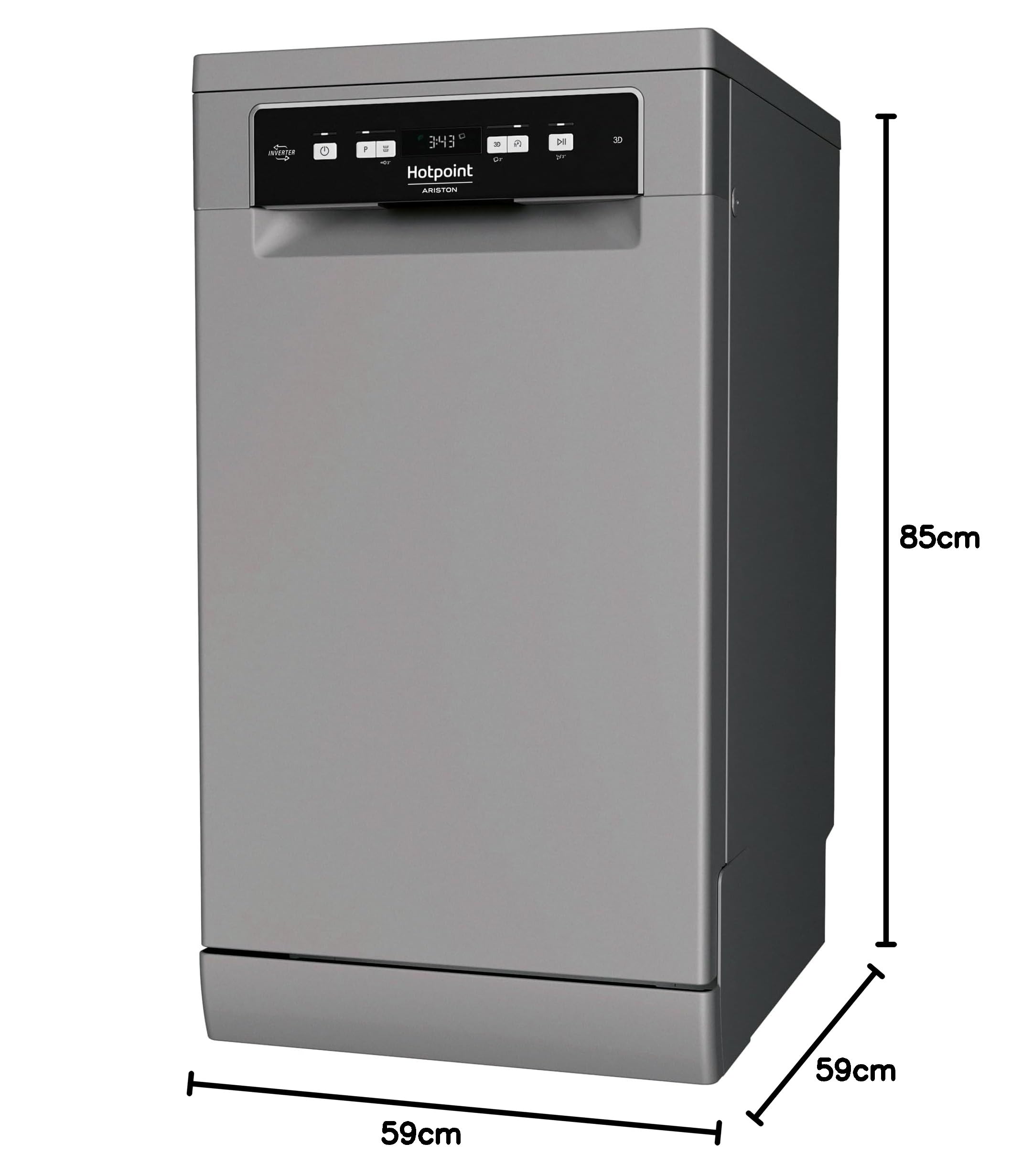 Hotpoint Ariston HA3FC10BS7A0S Lavastoviglie Libera Installazione, Larghezza: 45cm, Profondità 59cm, Altezza 85cm, Lavastoviglie Esterna Con Capacità 10 coperti, Classe Energetica C