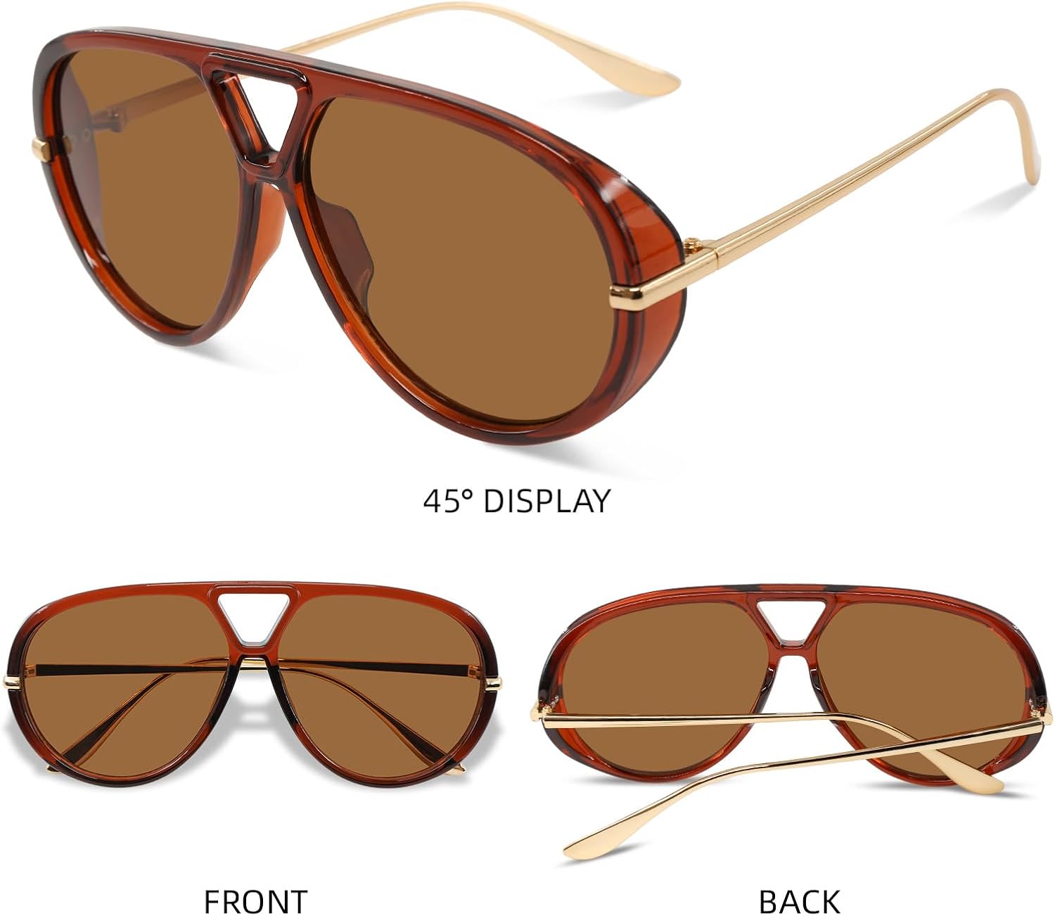 Retro Polarized Aviator Sunglasses for Women Men Oversized Classic 70s Trendy Square Sun Glasses Vintage Shades - Image 9