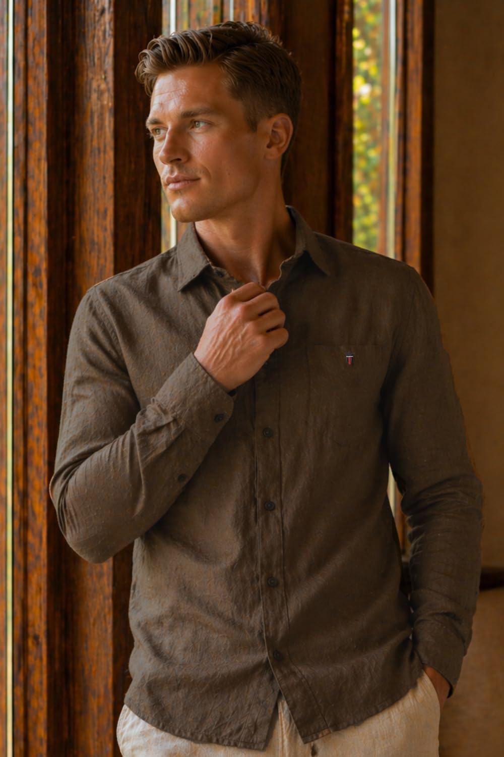 Louis Philippe Men’s Linen Blend Solid Shirt with Soft Handfeel & Naturally Antibacterial Finish – Holiday Wear 2 Louis Philippe Men’s Linen Blend Solid Shirt with Soft Handfeel & Naturally Antibacterial Finish – Holiday Wear - Image 2