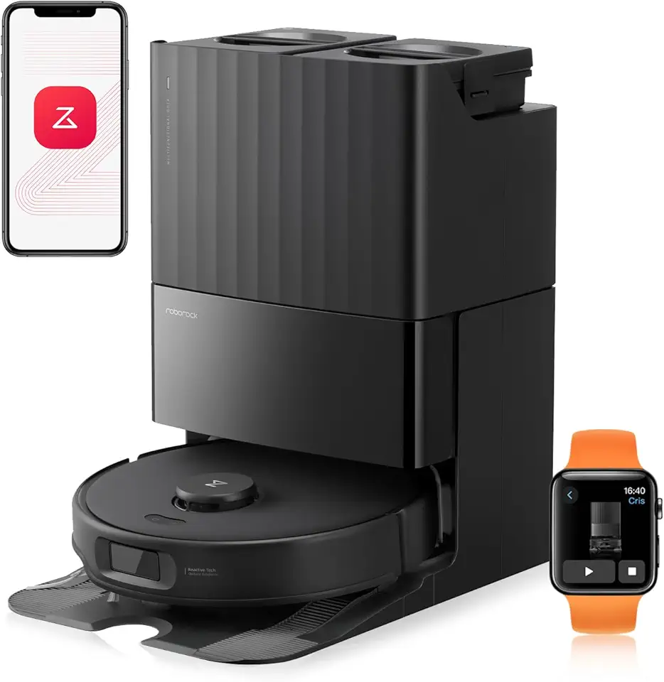 roborock Qrevo Edge S5A Aspirateur Robot 18500 Pa, Robot Aspirateur Laveur avec Double Sys