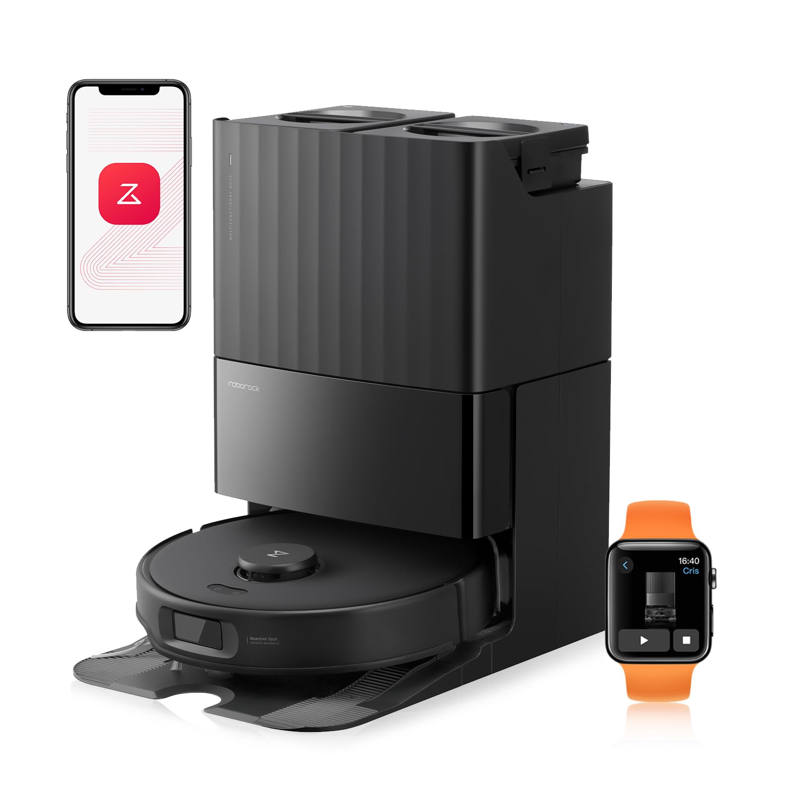 roborock Qrevo Edge S5A Saugroboter mit Wischfunktion,Dual Anti-Tangle-System,18.500Pa,FlexiArm Design Kantenreinigung, Hebarem Wischmopp,75℃ Heißwasser-Moppwäsche (Schwarz)