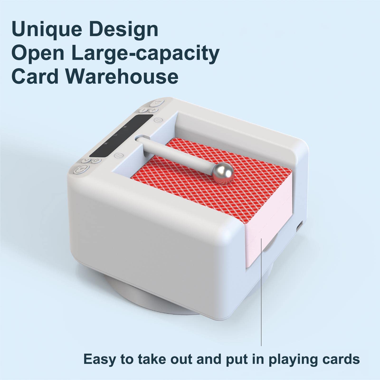 Repartidor automático de cartas de póquer, máquina de póquer robot con distribuidor de cartas totalmente automático con rotación de 360 ​​° con pantalla LED, barajador inteligente de cartas de póquer