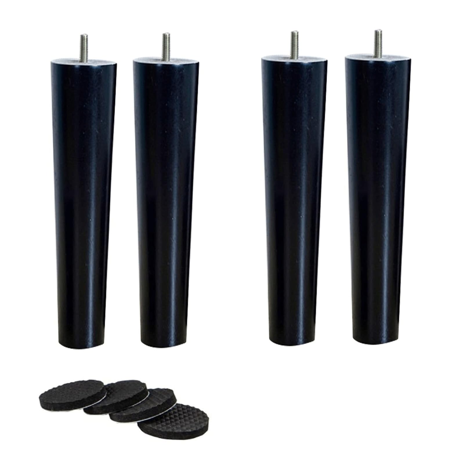 UYHBCNQD 4Pcs Furniture Legs Solid Wood Replacement Legs Set Black Furniture Foots M8 Bolt Sofa Support Legs Dressers Feets Couch Legs(30cm)