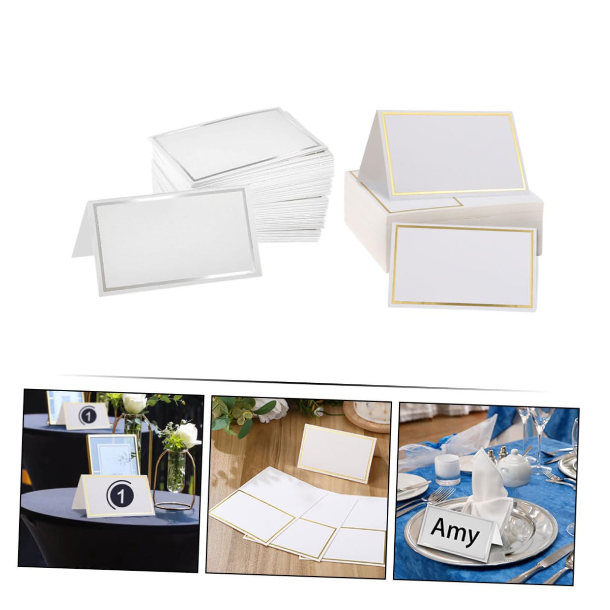 200 Stück Kreative Faltbare Hochzeitstischkarten aus Papier mit Goldfolie Einfach zu Beschriften Platzkarten für Geburtstag und Business Talks