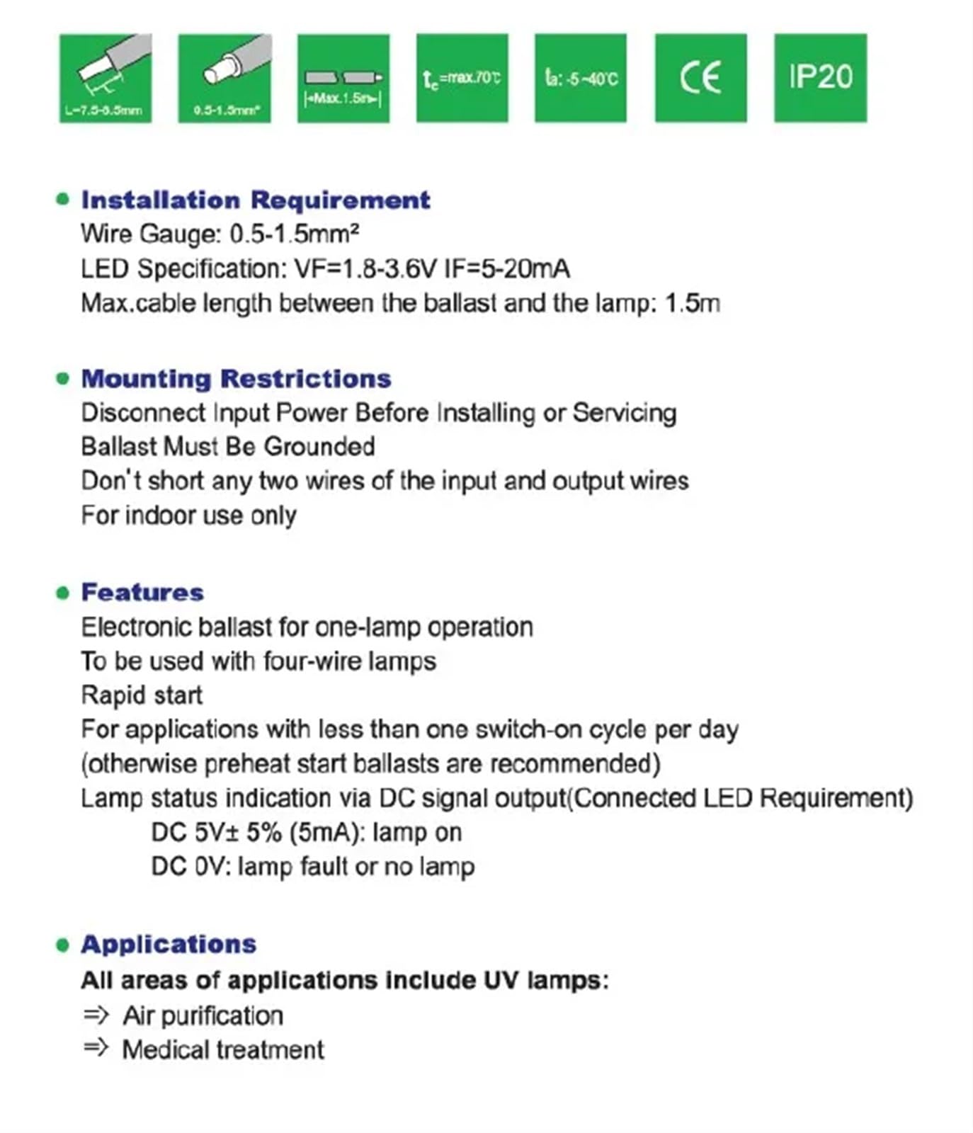 Lámpara germicida Lámpara UV balastro electrónico RW11-800-55 Lámpara UV 55W