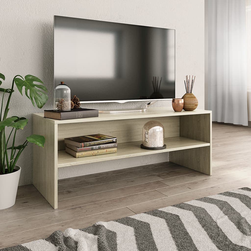 Générique Szafka pod telewizor drewno inżynieryjne 100x40x40 cm | Otwarta komora, przechowywanie multimediów, klasyczny styl, łatwe czyszczenie