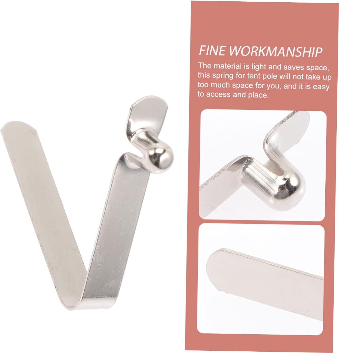 BESPORTBLE 100pcs Shaped Spring Snap Clips for Kayak and Tent Poles Hollow Tube Buckles for Secure Locking and Easy Installation