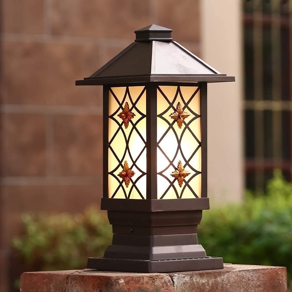 Victoria Lampada a Colonna in Vetro per Esterni retrò Europea IP54 Lampada a Colonna Impermeabile Decorazione Gazebo Giardino Cortile Recinzione in Alluminio E27 Lanterna a Muro