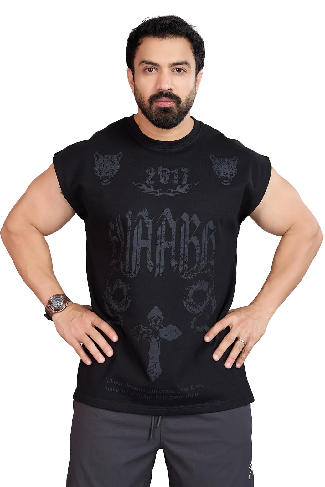 fuaark Men Courageous Capsleeves Oversized fit Gym & Workout Tank-picture-54