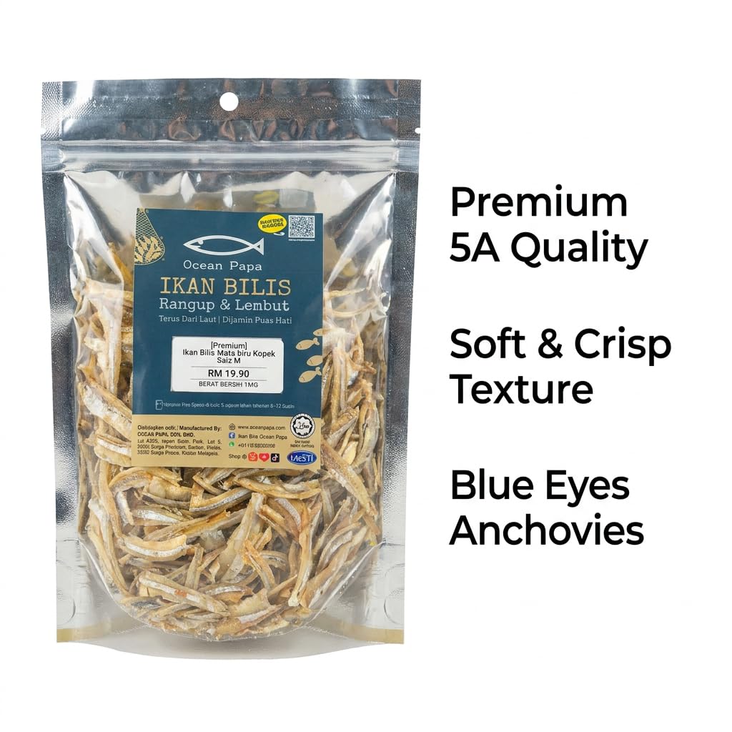Ikan Bilis Anchois Séchés Croustillants & Tendres - Qualité Premium pour Cuisine Asiatique - 180g