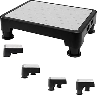 Adjustable Step Stool for Bed, Bathtub, Car and Kitchen, 4-Level Height 3.4"-5", Non-Slip Platform with 6 Anti-Skid Feet – Step Stool for Adults Seniors Kids Maternal, Gray