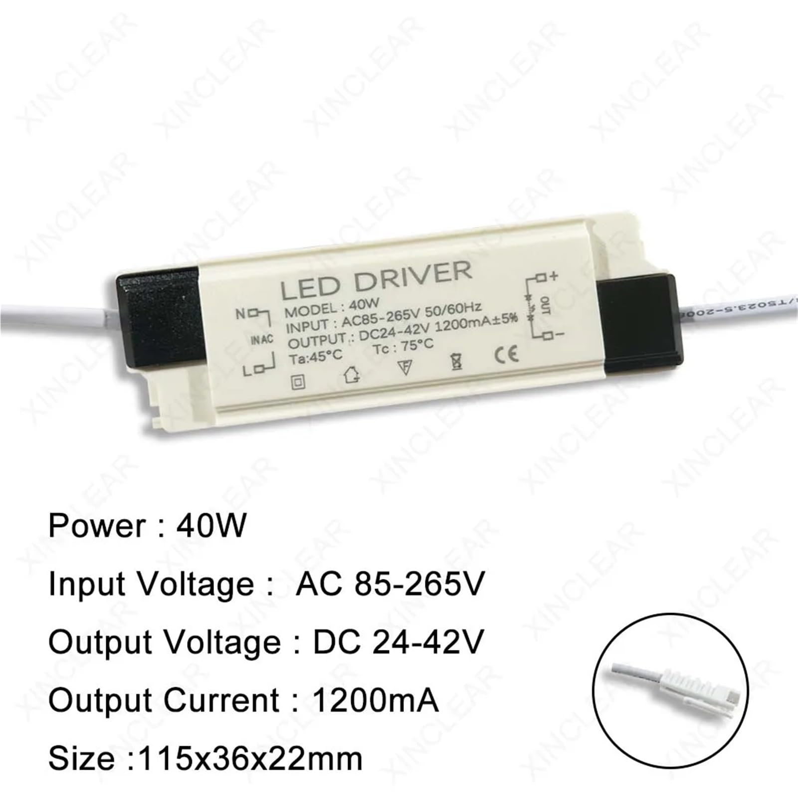 Transformateur LED, Driver LED 40-60W avec DC54-87V, DC36-65V, 24-42V et 600-1800mA for l'éclairage externe(DC 36-65V 900mA)