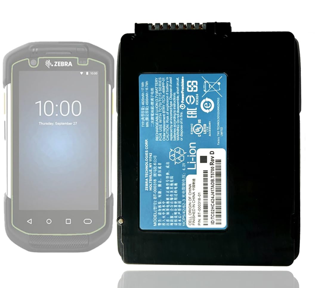 BT-000318 Battery Replacement for Zebra Symbol Motorola TC70 TC72 TC75 TC77 TC700h TC700k TC720l TC75x TC75EK TC75AH TC75GK TC700H TC700K TC77HL Wireless Barcode Scanner (1PCS)
