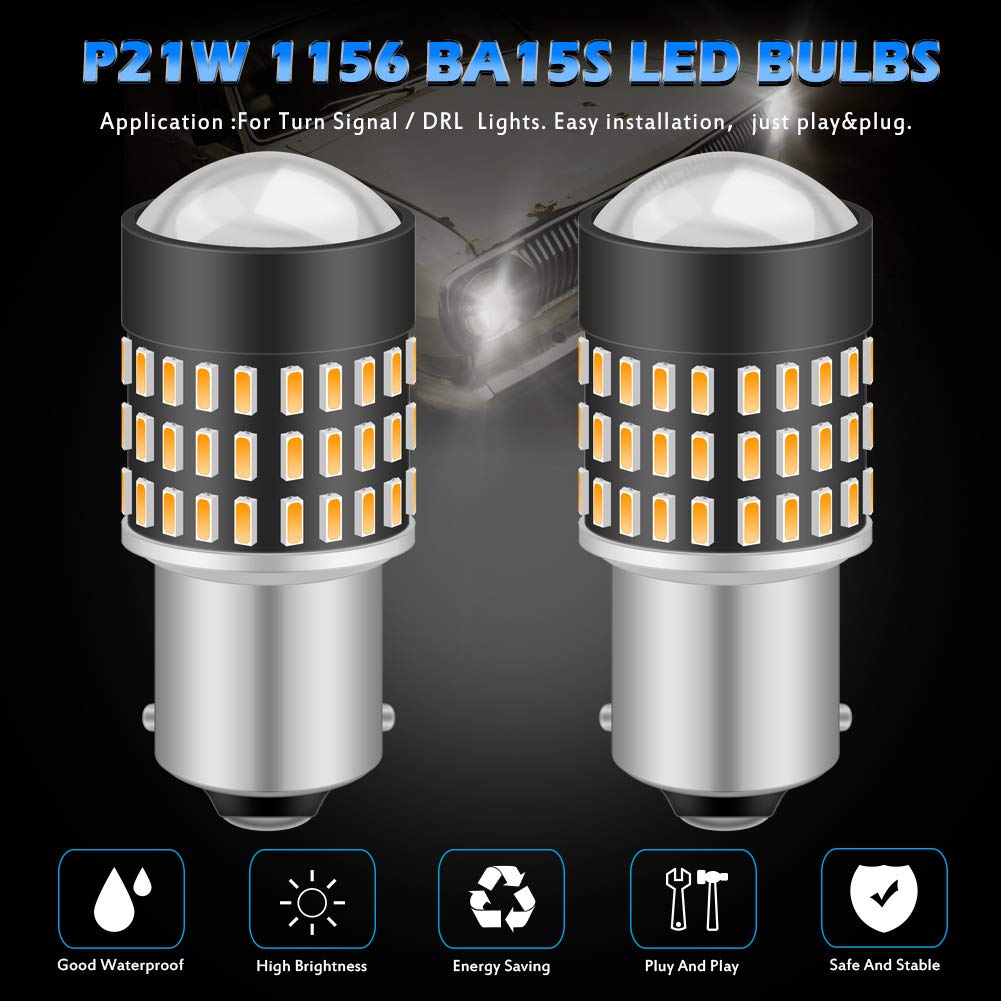 KATUR 1156 BA15S 7506 1073 1095 1141 żarówka LED 900 lumenów 3014 78SMD żarówki LED do kierunkowskazu, tylne światło hamowania, bursztynowe (opakowanie 10 szt.)