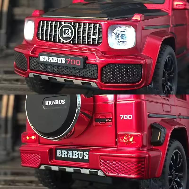 FUNABLO Scale Exclusive Alloy Metal Pull Back Die-cast Car Model with Sound Light Mini Auto Toy for Kids Metal Model Toy Car with Sound and Light (1.32 Scale MERCE-DES Brabus 700-RED) 2