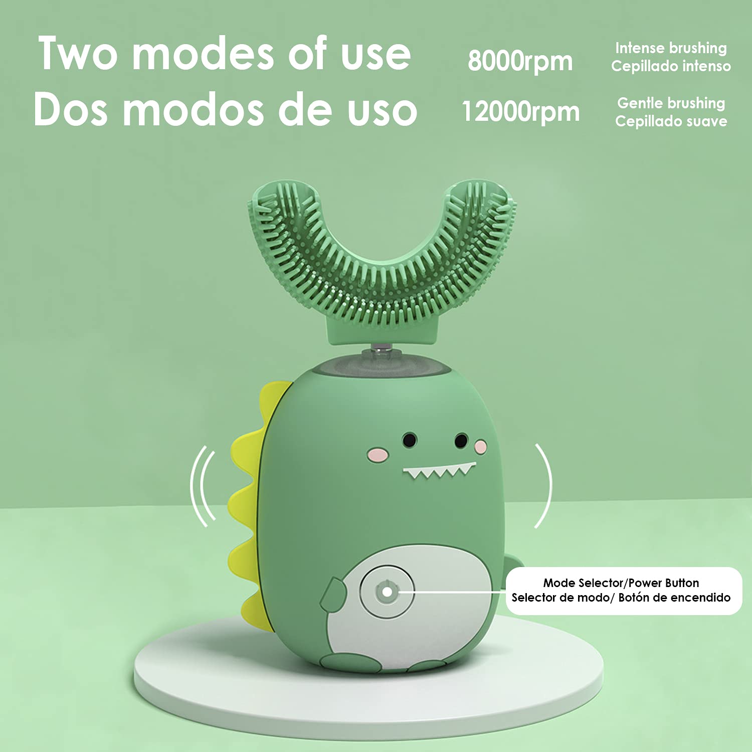 DAM Cepillo de dientes infantil ET07 en forma de U eléctrico sónico. Modos limpieza, masaje y blanqueamiento.