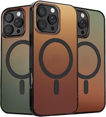 ORNARTO for iPhone 16 Pro Case 6.3inch, [Compatible with MagSafe], Magnetic Holographic Translucent Cases, Slim Dynamic Iridescent Phone Cover - Midnight Black