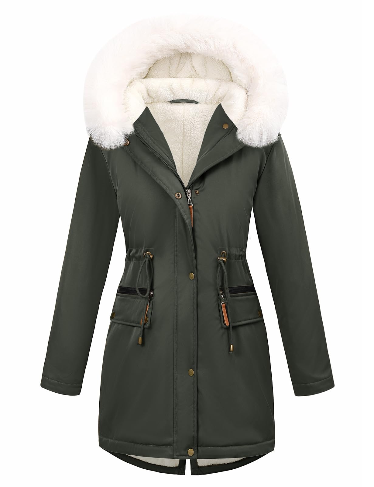 Tuopuda Manteau Femme Hiver Chaud Doudoune Long Parka Manteau Doublé de Polaire Capuchon d'hiver Blouson avec Fermeture éclair Veste Manteaux Epaissé