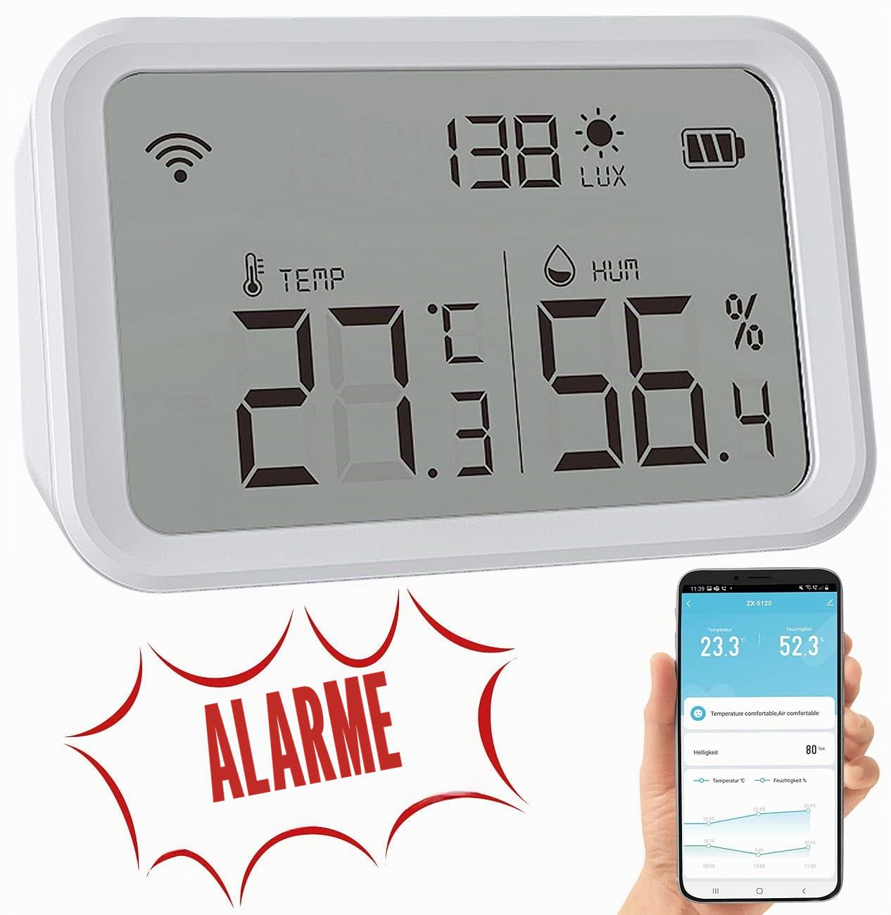 Capteur de température, d’humidité et de luminosité connecté [Luminea Home Control]