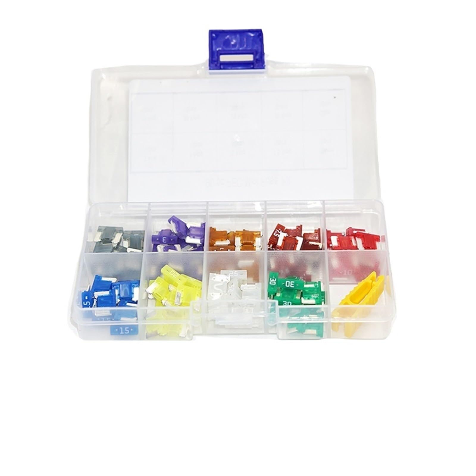 Surtido de fusibles de cuchilla de perfil bajo y corto, 90/50 Uds., 3A, 5A, 7,5a, 10A, 15A, 20A, for coche, barco, camión, SUV, automotriz(90fuse1tapwith box)