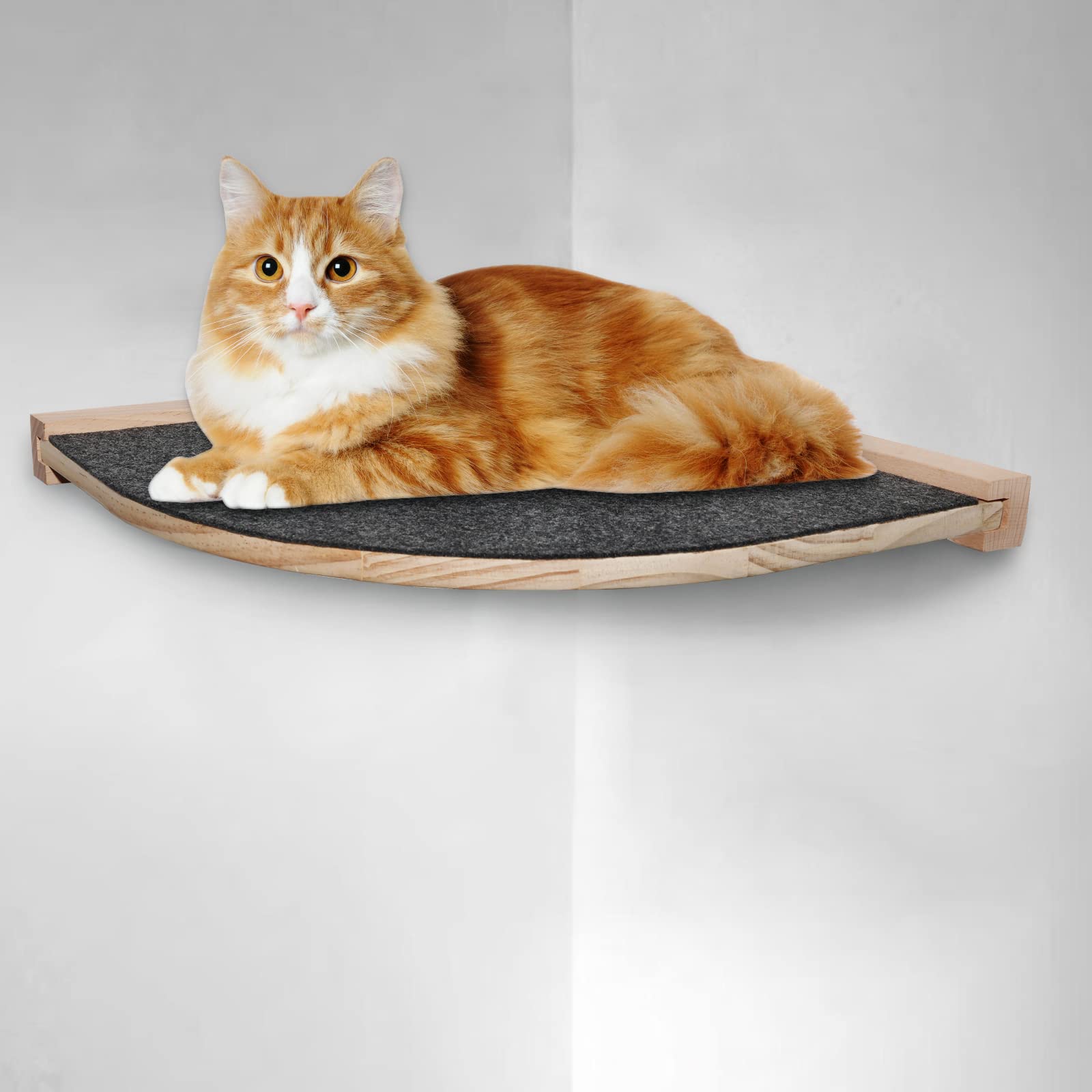 Purife Cat Hammock Wall Perch Set with 2 Steps Indoor, Wall Mounted Cat Corner Shelves & Bed with Climbing Steps, Scratching Post 4