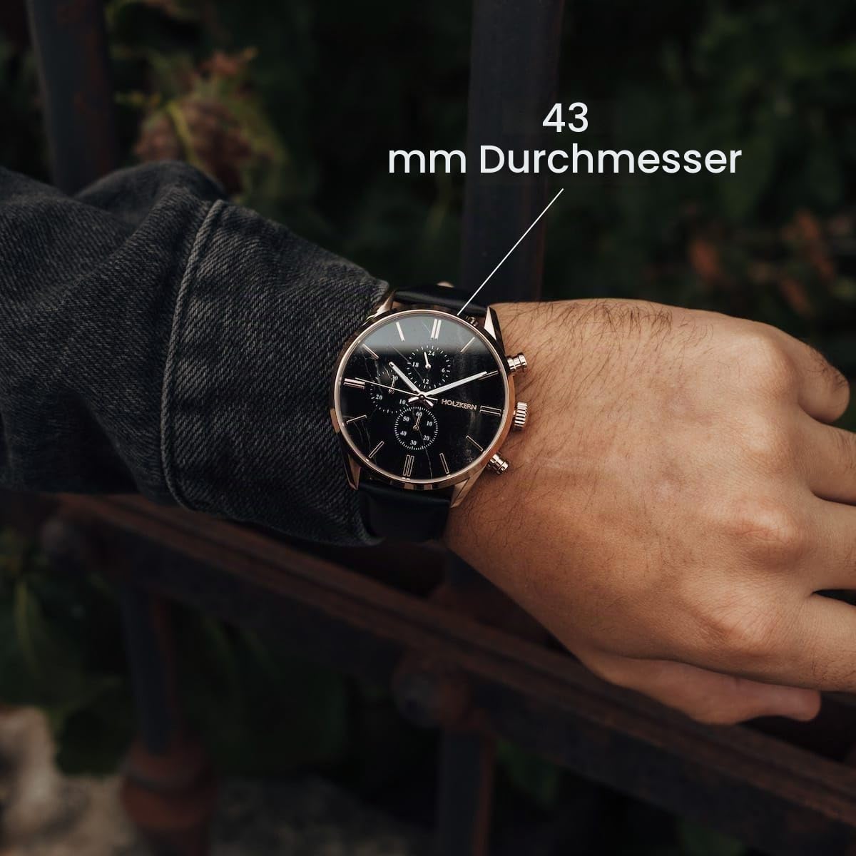 HOLZKERN Herren-Quarzuhr Chronograph Relational Marmor/Roségoldfarben
