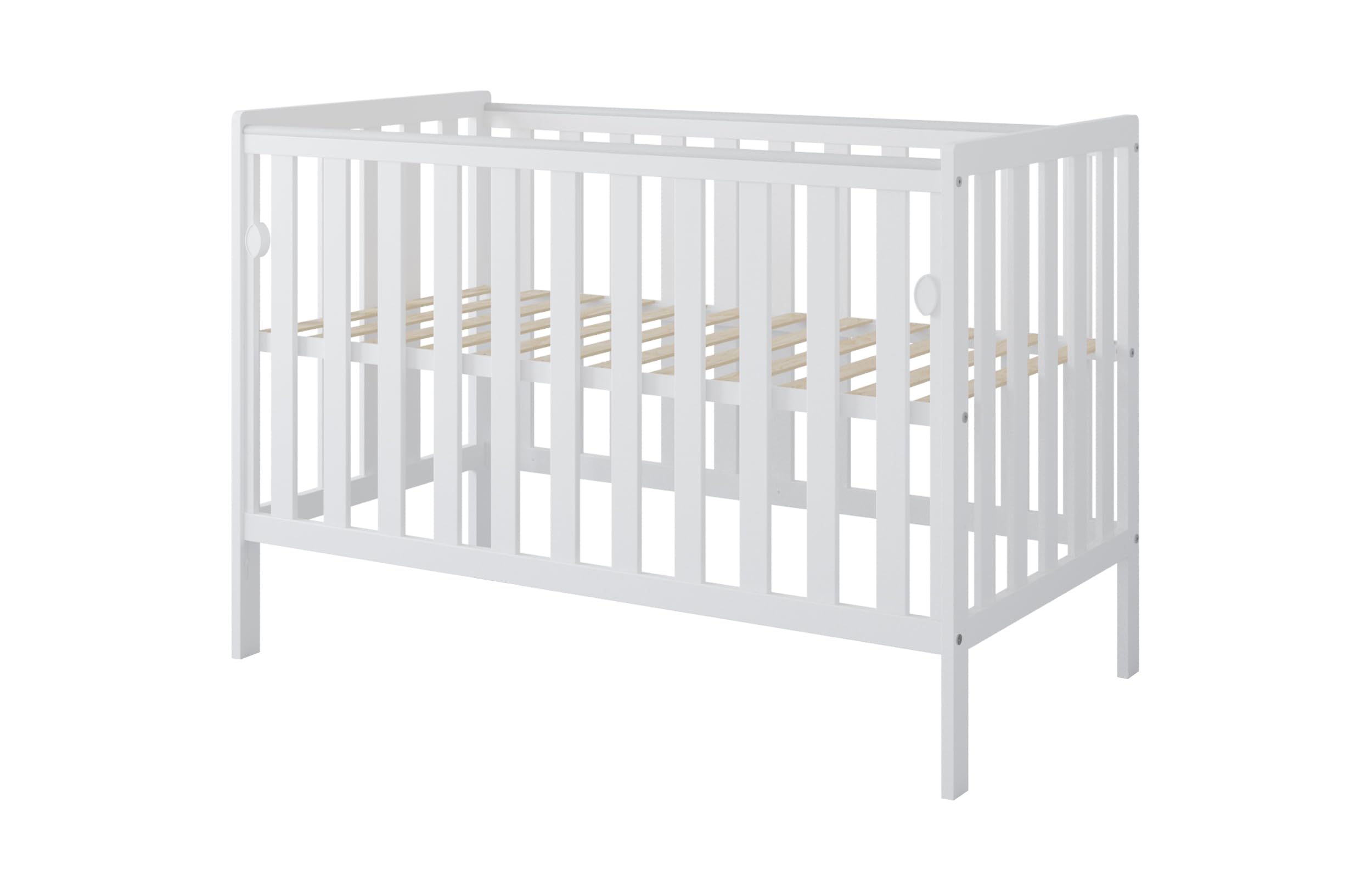 zee Bambi Cuna Colecho Bebe 120x60 cm Blanca con Ruedas Lateral Abatible Somier Regulable 3 Alturas Cuna Portatil Bebe