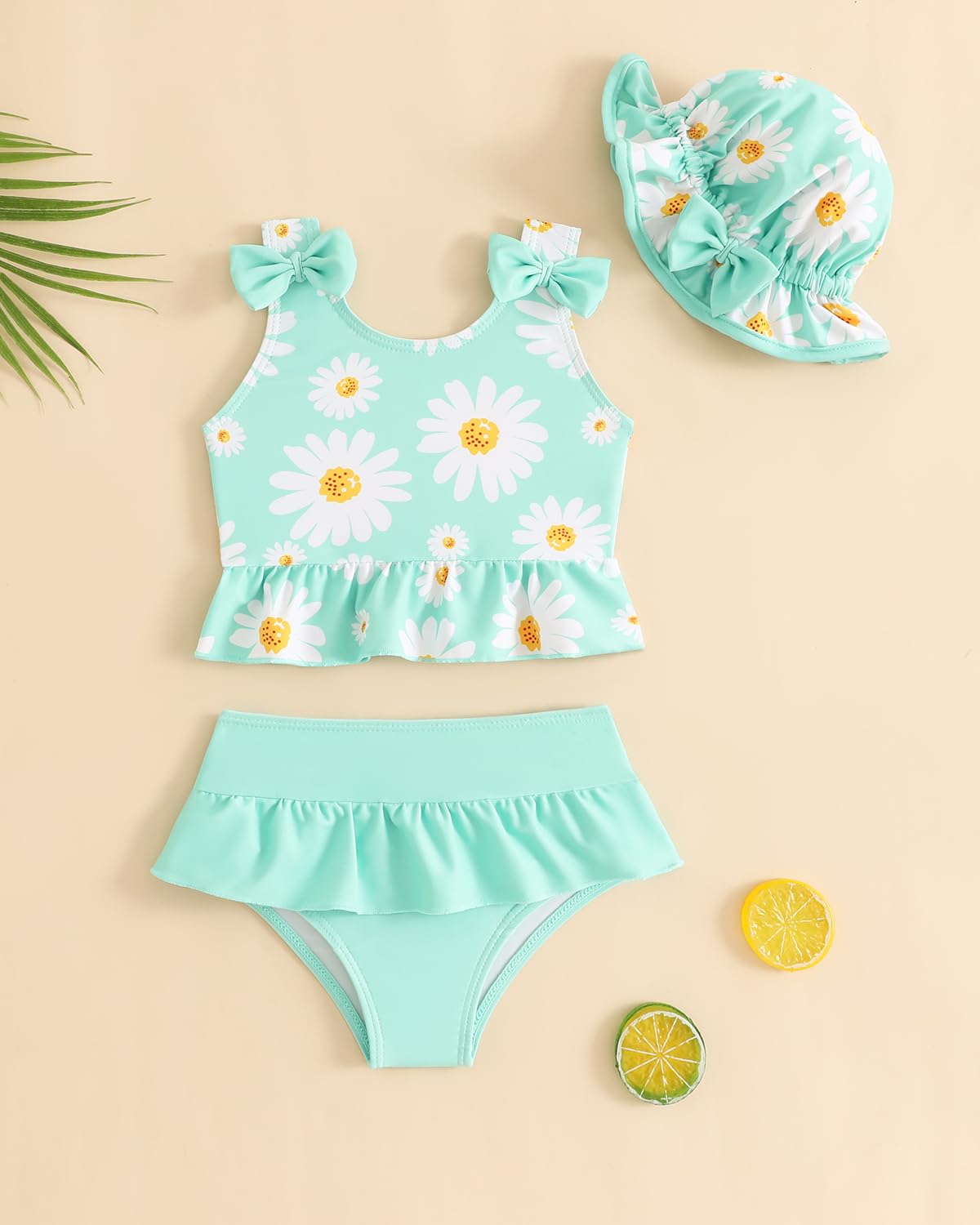 UV Badebekleidung Baby Badeanzug Gr 74-98, 3-Teilig Tankini Mädchen Set mit Hut, UV Kleidung Baby UV Shirt Kleinkinder UV Anzug Schwimmanzug Schutz