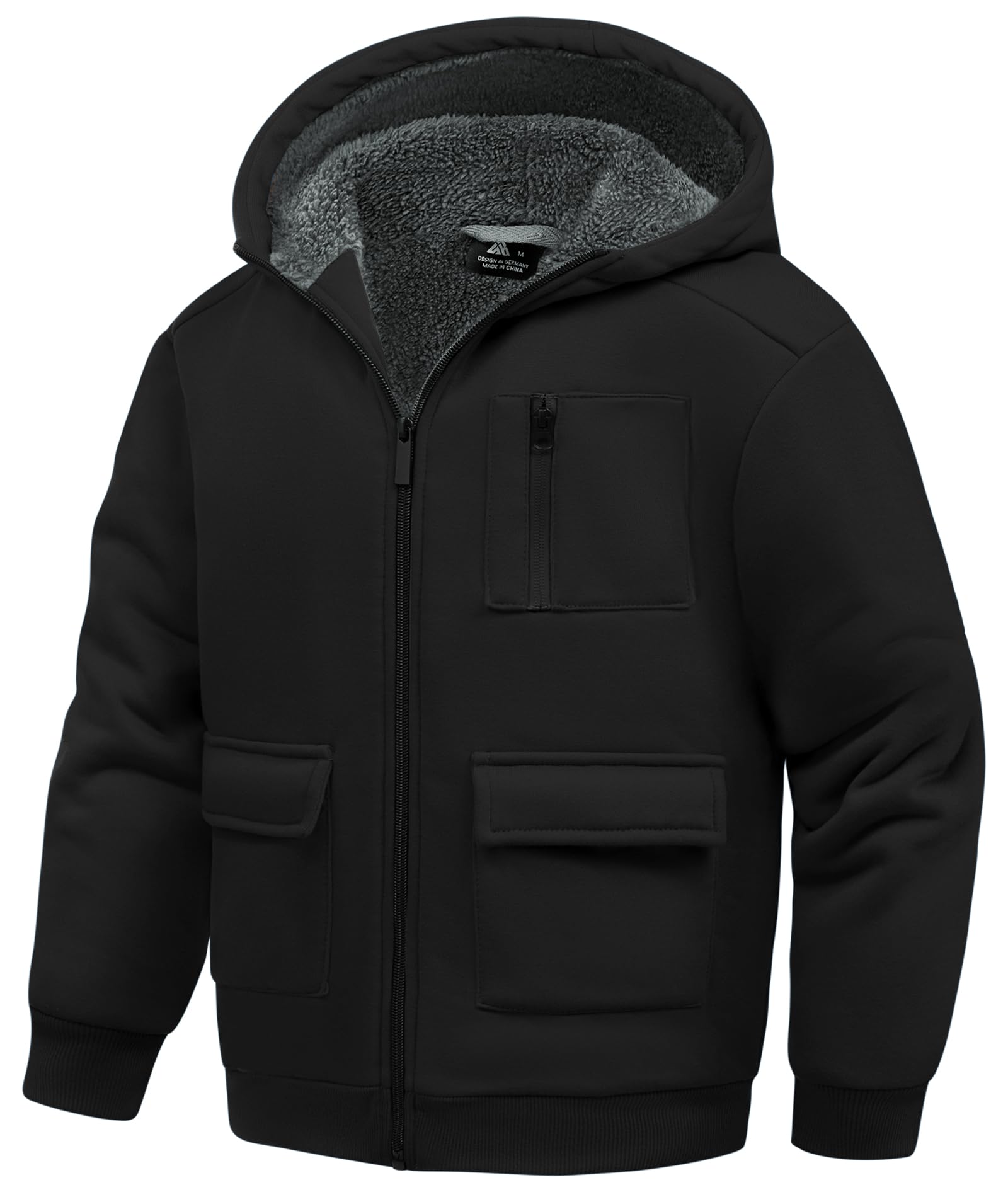 LLdress Veste Polaire Garçon Sweat à Capuche avec Zipper Enfants Hoodie Chaud Causal Hiver Ourdoor Veste d'hiver avec Doublure Hooded Jacket Pullover Automne