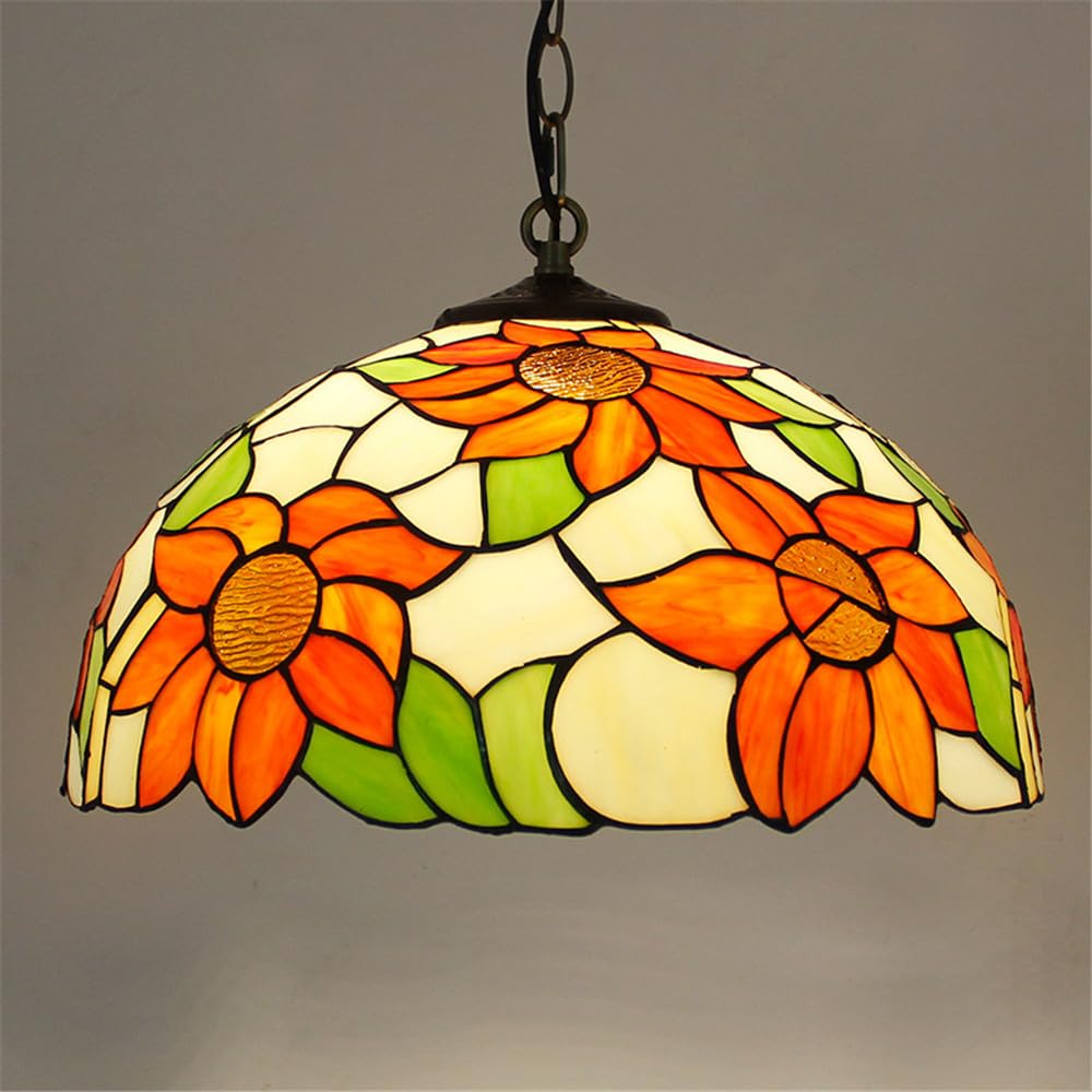 KXEcoLife Contemporary Luxury Color Glass Pendant Lamp LED American Retro Creativity Living Room Restaurant Bedroom Hotel Villa Corridor Cafe Bar Staircase Chandelier (Style 40 D40CM)