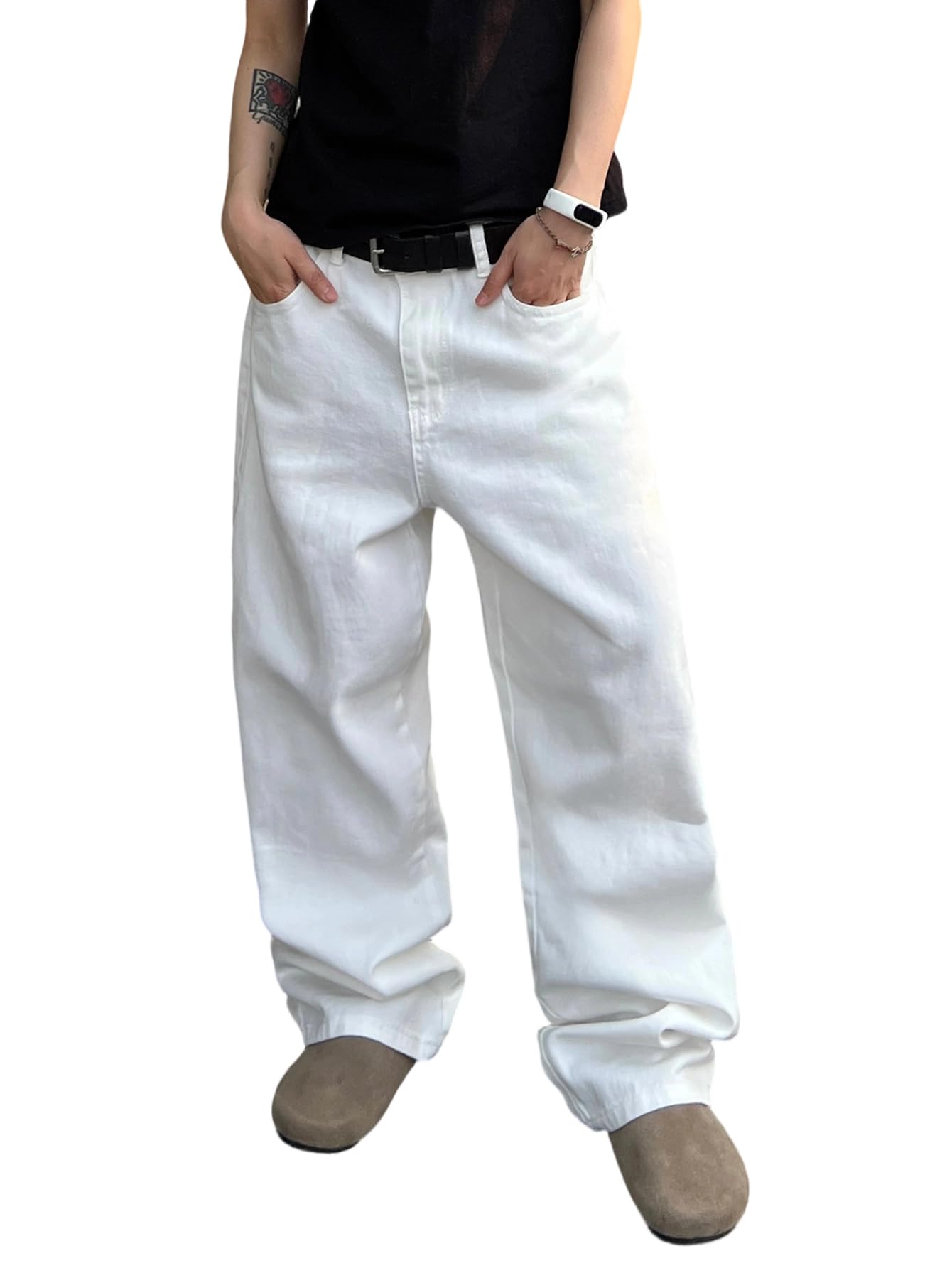 Herren Baggy Jeans im lockeren Weitschnitt Y2K Skaterhose mit gerader Beinform Hip-Hop Streetwear