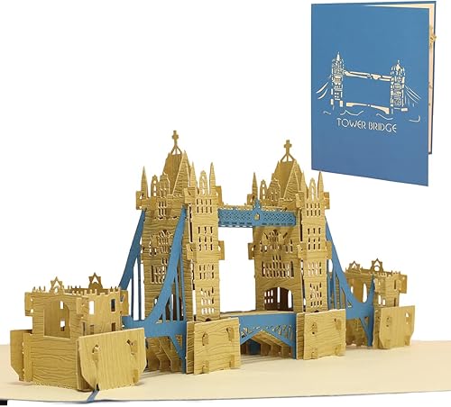 LINPOPUP® Tarjeta emergente, tarjeta emergente 3D, tarjeta de felicitación, vale de viaje, puente de la torre, N187