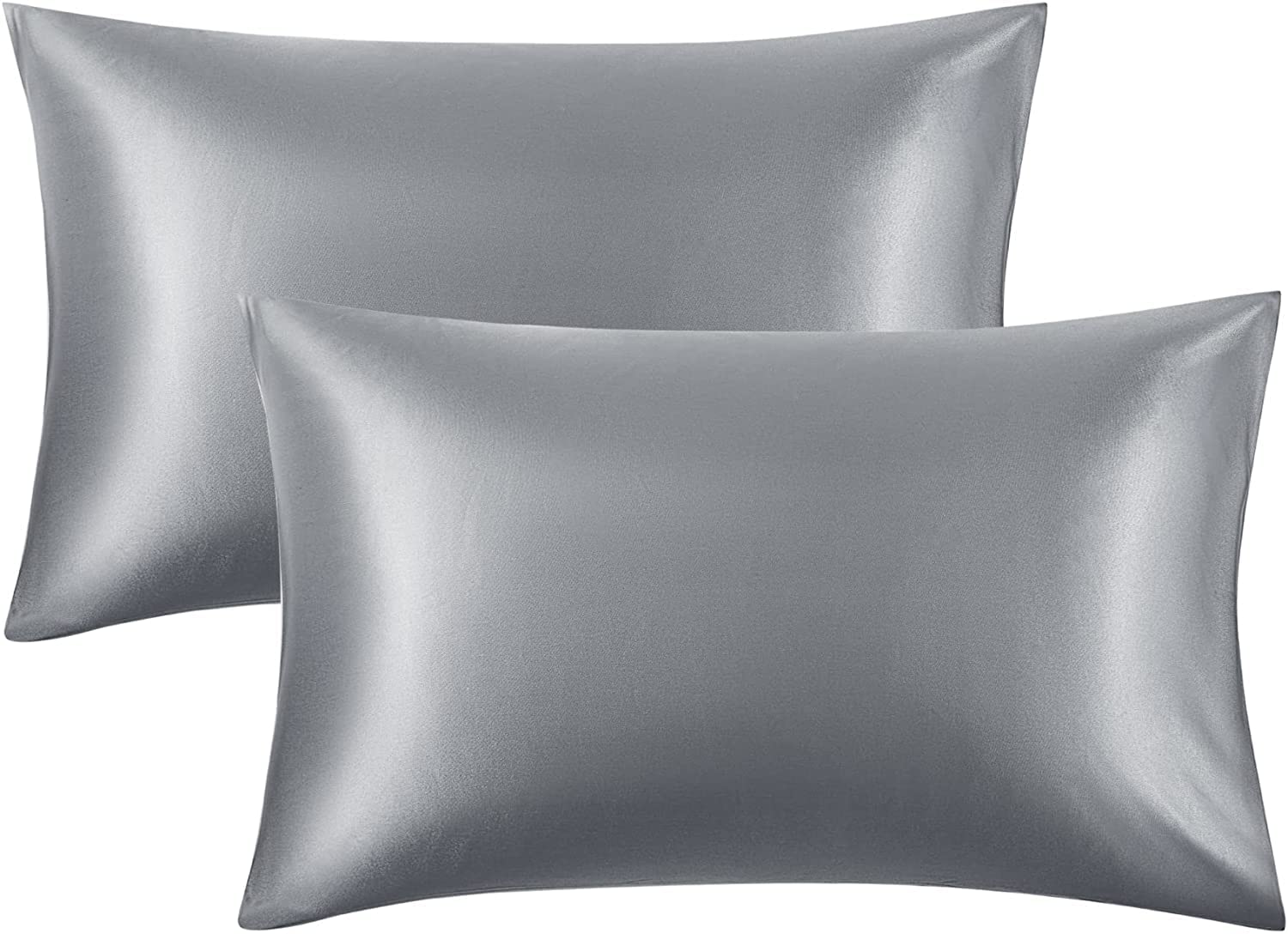 Bedsure Two-Pack Satin Pillowcases Set for Hair Cool and Easy to WASH Standard Size with Envelope Closure (17 * 27, Space Grey)
