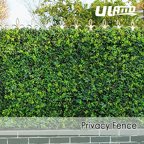 Uland 12Pcs Pack Artificial Hedges Panels, Faux Square Green Leaves Topiary Mixed Ferns Shrub Grass Privacy Greenery Fence Wall Panels Cover Backdrop, Decorative Green Wall(A009-12) #TOP5