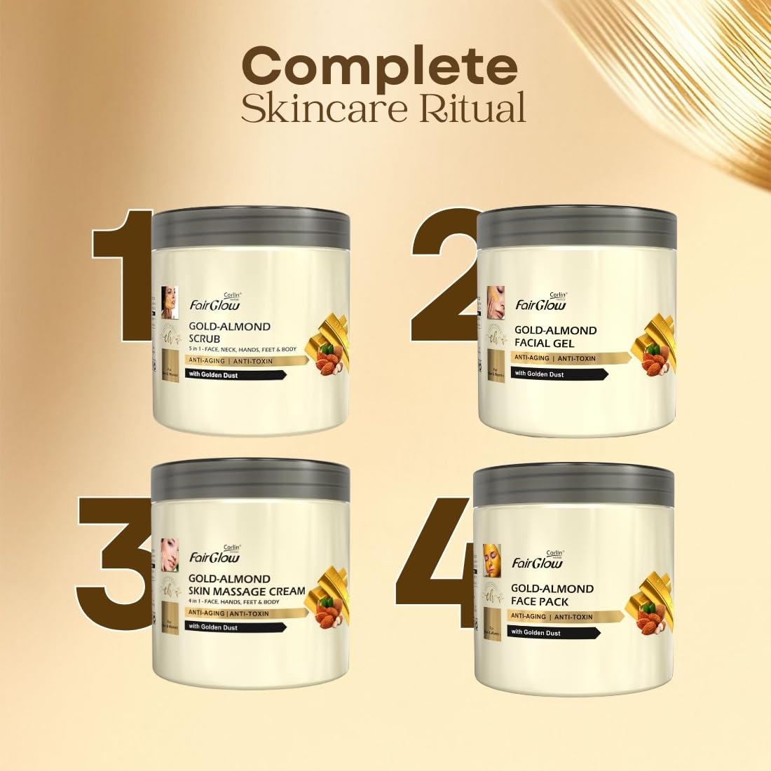 Corlin Fair Glow Gold-Almond Skin Massage Cream 800g | 4 in 1, Anti-Ageing, Anti-Toxin | Face, Hands, Feet, Body & Facial | With Golden Dust | For Men & Women | Multipurpose | Ideal for Daily Use 4