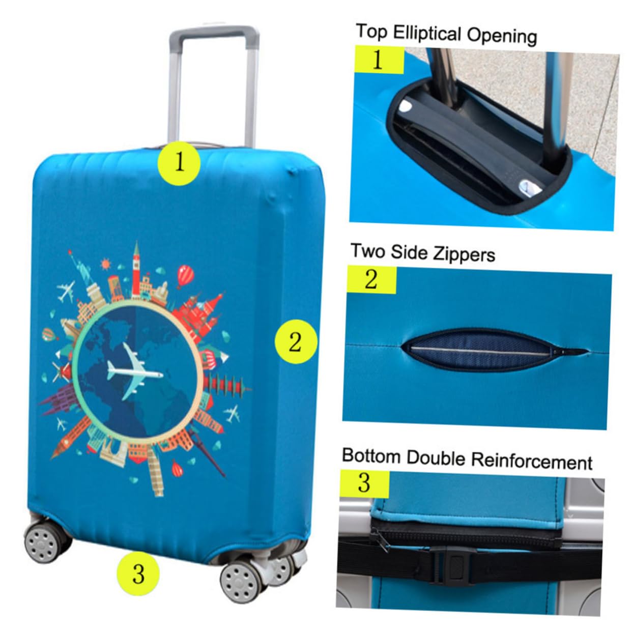 BESPORTBLE Copri Valigie da Viaggio in Poliestere e Spandex Zip Laterale