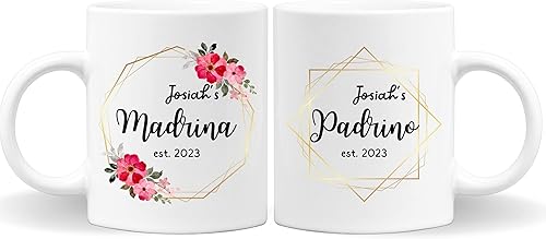 MIANPU Taza Personalizada Quieren Ser Mis Padrinos De Bautizo 2023, Propuesta Regalo Madrina Española, Quieres Padrinos, Regalo Para, Blanco 1
