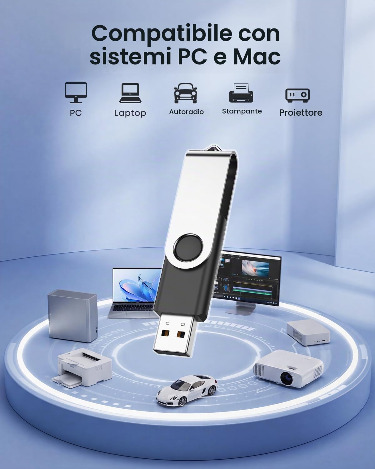 50 Pezzi Chiavetta USB 8GB, KOOTION USB 2.0 Penna USB 8 Giga Piccolo e Leggero Chiavette USB 8GB 50 Pack Chiave USB Nero Set Pennetta USB Con indicatore LED Para Ordenador/TV/Coche/Player, ect