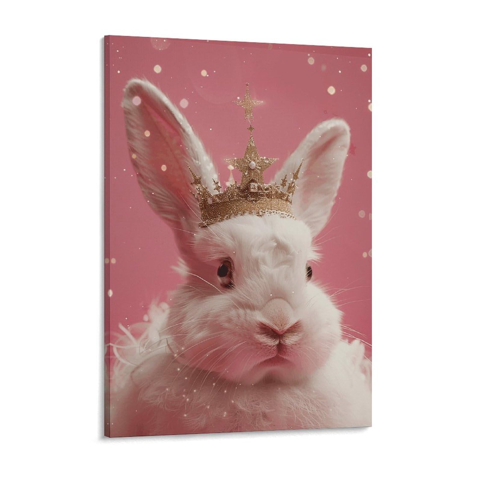 Rabbit Wearing A Crown Canvas Wall Art for Bedroom 12x16inch Canvas Prints Artwork for Walls Modern Picture Artwork Painting for Living Room Aesthetic Wall Paintings for Bathroom Kitchen Offi
