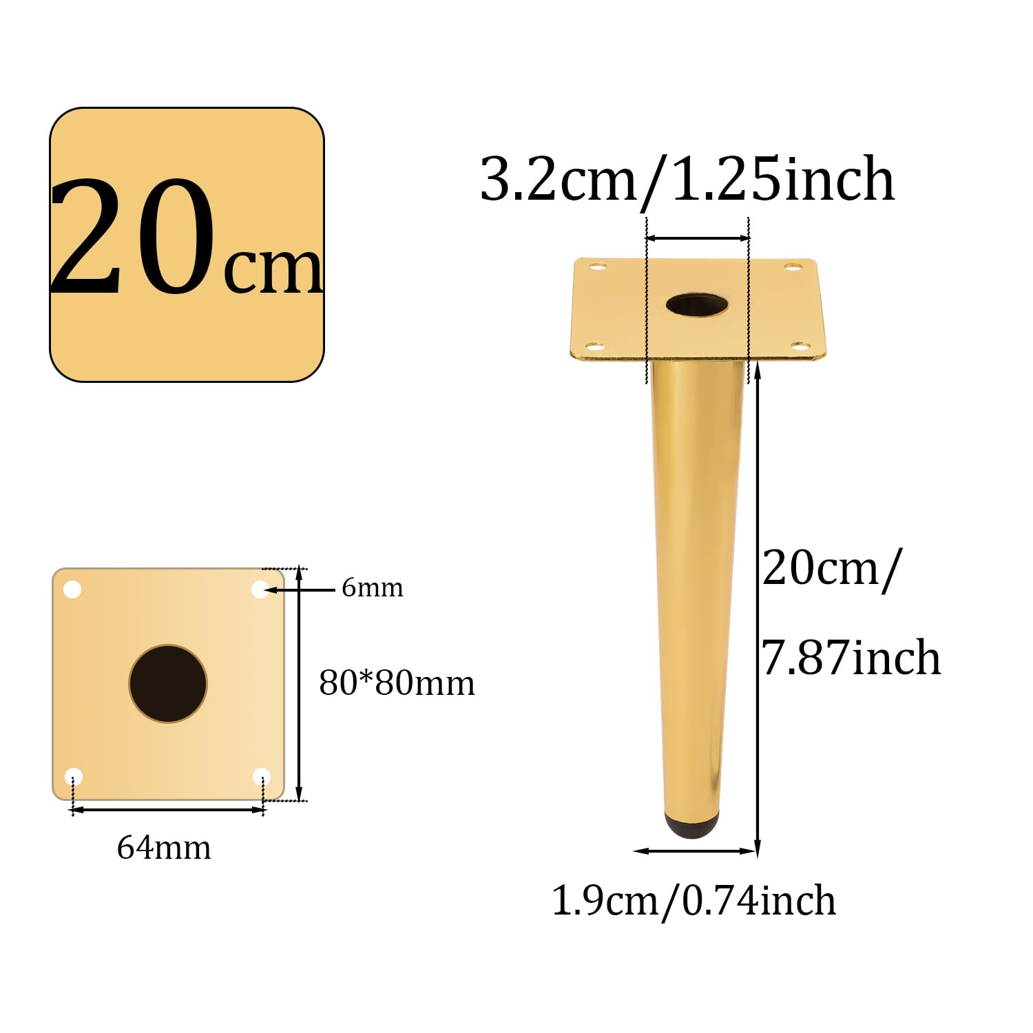 NAKUPENDA Furniture Feet, Pack of 4 Metal Legs for Furniture Furniture Legs, Furniture Feet, Table Legs, Cabinet Feet - Image 4