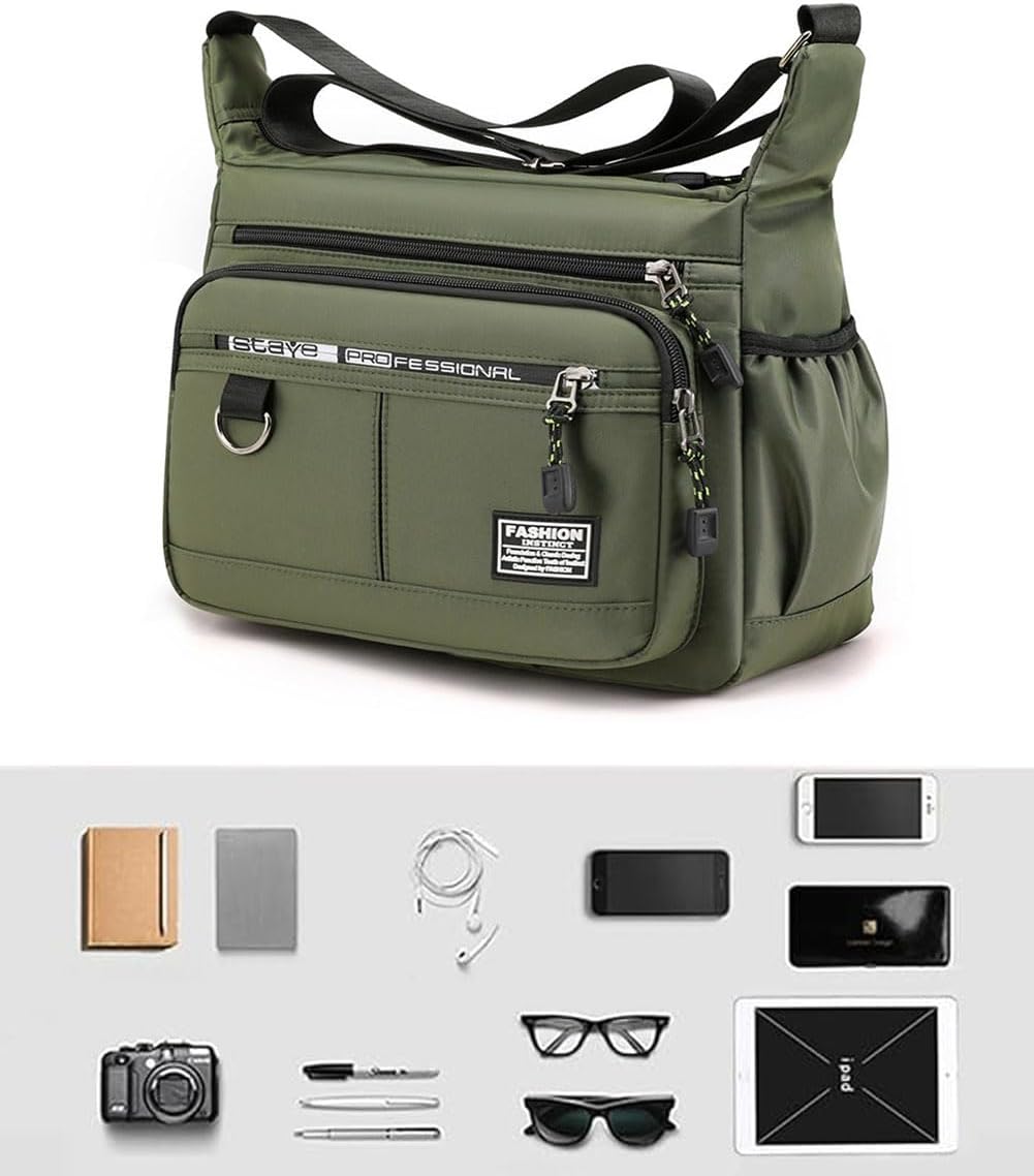 [ZXCVWWE] ショルダーバッグ メンズ メッセンジャーバッグ キャンバス 大容量 男性 斜めがけバッグ 肩掛けバッグ 2way カバン 人気 通勤 通学 旅行 多機能