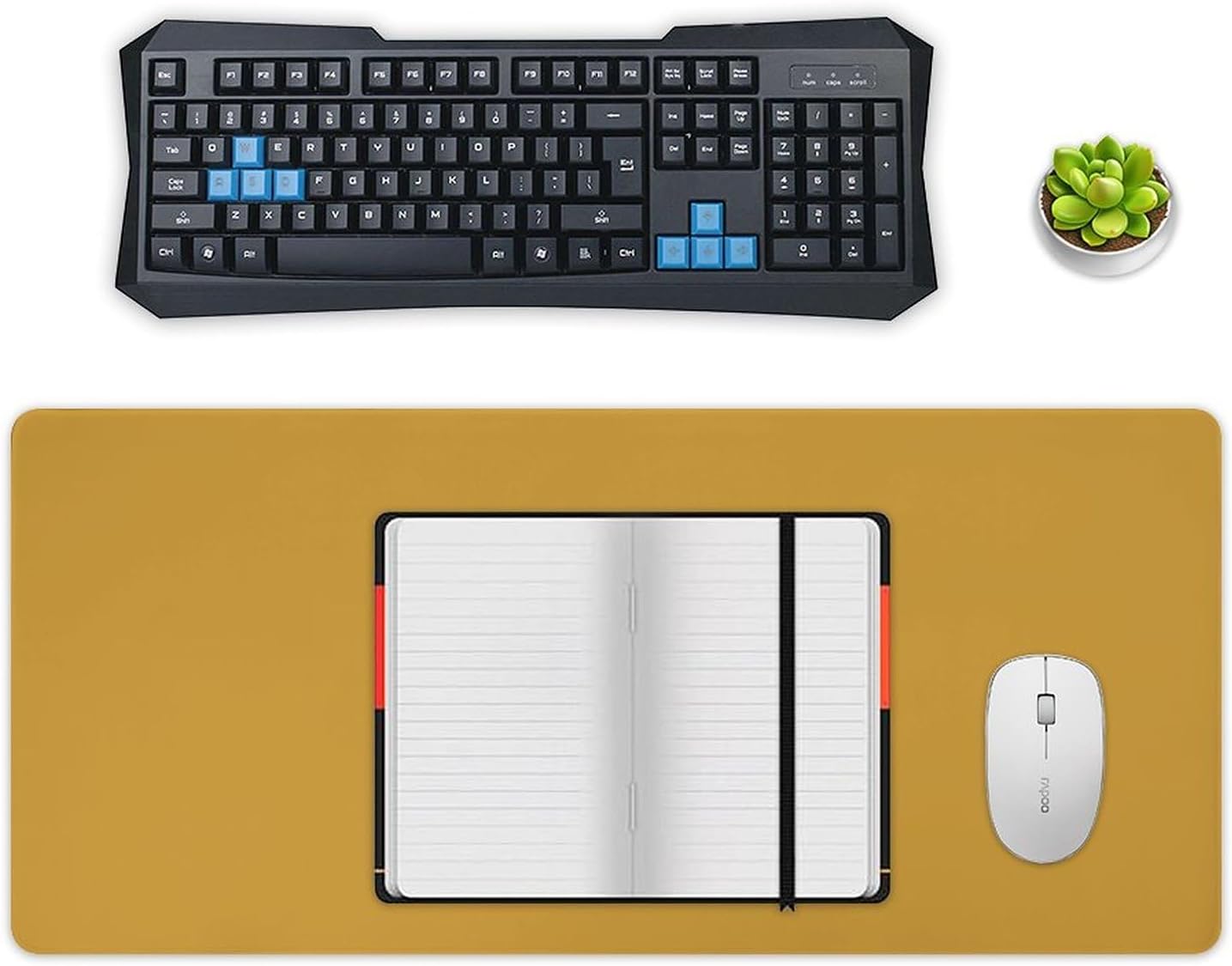 Gaming Mouse Pad Large, Light Brown Tan Solid Color Extended Mouse Mat with Stitched Edges for Keyboard/Laptop/Mouse/Desktop,16" x 36"